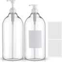 Laundry Detergent Dispenser Soap Dispenser Set of 2-68oz PET Plastic Bottles, Laundry Soap Container, Laundry Room Organizer for Detergent, Softener & DIY Storage