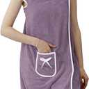 Towel Wrap for Women - Women's Body Wrap Towel, Adjustable Spa Wraps | Wearable Shower Bath Robe Towel Wraps Swim Cover Up, Coral Fleece Bath Towel Wrap Dress with Pocket for Spa Shower (Purple)