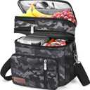 MIYCOO Lunch Bag & Lunch Box for Men Women Double Deck - Leakproof Insulated Soft Large Adult Lunch Cooler Bag for Work (Black Camo,15L)