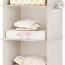 YOUDENOVA Hanging Closet Organizer, 4-Shelf Closet Hanging Storage Shelves, Beige