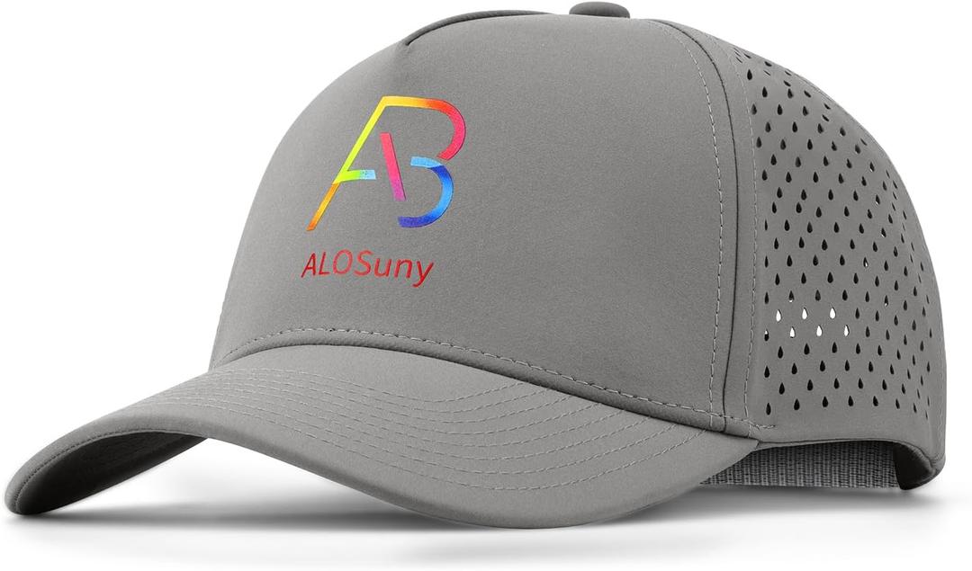 Men Adjustable Baseball Cap with Curved Breathable Quick-Drying Laser-Cut Mesh Back Closure Hat (Gray)