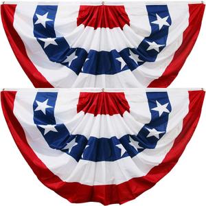 HOOSUN 4th Of July Decorations,American Flag Bunting for Outside,3x6 FT Fourth of July Bunting Patriotic Decorations,Red White and Blue USA Flags Pleated Fan Flag,American Flags Banners for Porch (2 Pack)