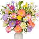 VioletEverGarden 12 Pack Spring Decorations for Home 4 Colors Artificial Spring Flowers 17 Inch Spring Floral Stems with Daisy and Forsythia for Spring Summer Wedding Holiday Decor