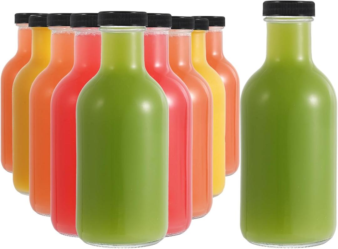 Danmu 10 Pack Glass Juice Bottles with Lids 16 oz,Juicing Bottles Reusable Glass 100% Leakproof for Juicing,Water,Kombucha,Milk,Milkshake,Coffee,Dishwasher Safe (Black) Danmu 10 Pack Glass Juice Bottles with Lids 16 oz,Juicing Bottles Reusable Glass 100% Leakproof for Juicing,Water,Kombucha,Milk,Milkshake,Coffee,Dishwasher Safe (Black)