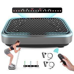 Tawom Vibration Plate Exercise Machine, Vibration Plate for Lymphatic Drainage,Whole Body Fitness Platform for Weight Loss,Body Toning,Dynamic Workout Lights,Home Gym Workout for Women & Men - Grey