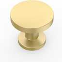 Amerdeco 10 Pack Brushed Gold Cabinet Knobs Single Hole Cabinet Pulls Round Kitchen Cabinet Knobs Drawer Knobs Dresser Knobs and Pulls for Bathroom Cabinets ZH0051