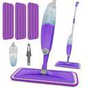 HOMTOYOU Spray Mops for Floor Cleaning: Wet Mop for Hardwood Tile Wood Laminate Vinyl - 3 Washable Microfiber Pads for Swiffer Powermop - Absorbs Pet Hair Dust