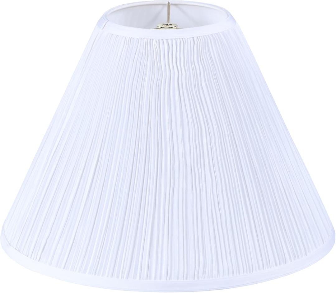 Aspen Creative 33196, Hardback Empire Transitional Spider Lamp Shade, Mushroom Pleated White Faux Silk Fabric, 6" Top x 16" Bottom x 12" Slant Height