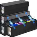 Swaitee Trading Card Storage Box, Magnetic, Toploaders, Black, Bulk Boxes for Tcg, Sports, Game, Basketball, Fits 850 Sports and 1200 Standard Cards4 Pack