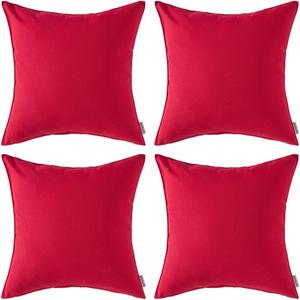 MIULEE Pack of 4 Decorative Outdoor Summer Pillow Covers Square Cushion Cases PU Coating Waterproof Throw Pillowcase Shell for Living Room Couch Sofa Garden Patio Tent Park 16x16 Inch Red