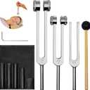Tuning Forks for Healing Instrument (128Hz, 256Hz, 512Hz) - Tuning Fork Set with Reflex Hammer, Sound Healing Instruments for Essential Yoga/Chakra/Sound Therapy/Meditation Beginner