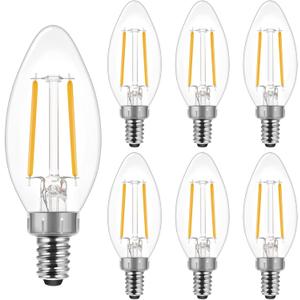 Energetic E12 B10 LED Classic Candelabra Clear Light Bulb, 40 Watt Equivalent, Soft White 2700K, Filament Clear Glass, Non-Dimmable, UL Listed, Pack of 6