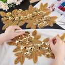 MAYJOYDIY 1 Pair Gold Sequin Flower Lace Appliques, 3D Flower Beaded Embroidery Sew On Patches for Sewing, Wedding Dress Embellishment, Gown Decor, Clothing DIY