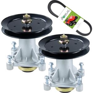 2 Pack 587819701 Spindle Assembly Kit with 197473 Pulley 592855001 Belt Replaces 187281 532187292 587820301 587253301 532192870 21549012 for Craftsman 42 YT3000, Husqvarna 42 YTH18542 Tractors