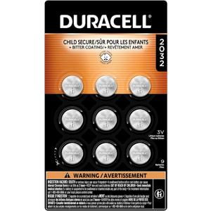 Duracell 2032 Lithium Battery, 9 Count (Pack of 1), Child Safety Features, Compatible with Key Fob, Tea Light Candles and Other Devices, CR2032 Battery