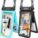 Niveaya Double Space Waterproof Phone Pouch - 2 Pack, Waterproof Phone Lanyard Case with iPhone 16/15/14/13/12 Pro Max up to 8.3", Phone Dry Bags for Vacation Beach Pool Kayak Cruise Travel Essentials (Black+ Teal)