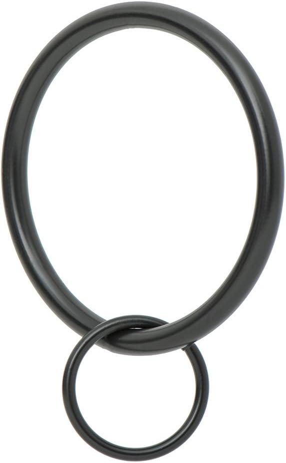 Ivilon Drapery Eyelet Curtain Rings - 2" Ring Loop for Hook Pins, Set of 14 - Black