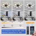 30" Ceiling Fan with Lights Remote Control, Modern Low Profile Flush Mount Ceiling Fan with Lights Dimmable Ceiling Fans 3 Color 6 Speed for Bedroom Living Dining Room Kitchen - Black