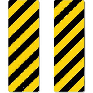 Therwen 2 Pcs large Reflective Sign Post Panel Aluminum Customized Outdoor Fence Resistant Street Warning Signs Post Panel Black on Yellow Reflective Road Markers(24 x 8 Inch)