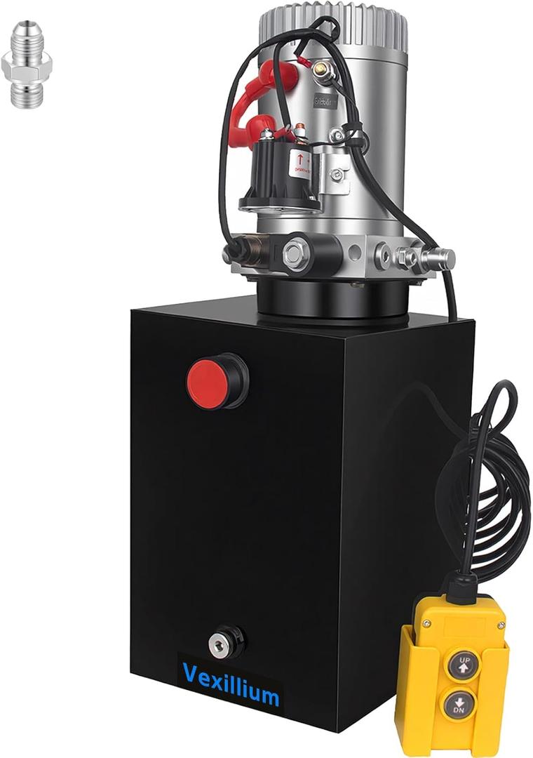 12 Quart Hydraulic Power Unit, Single-Acting Electric Hydraulic Pump, DC 12V 3200 PSI, Metal Reservoir for Dump Truck & Dump Trailer Hydraulic Systems