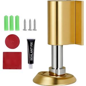 Upgraded Magnetic Door Stoppers, Retractable Bottom Door Holder, No-Drill Invisible Doorstops, Heavy-Duty Windproof Doors Wedge Stopper with Screws and Adhesive Pads (Brushed Gold)