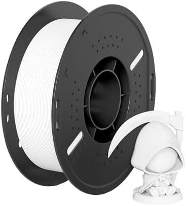 PETG 3D Printer Filament, 1.75mm, 1082FT, 1kg Spool (2.2lbs), +/-0.02mm Accuracy - Impact-Resistant, Vacuum Packed, Perfect Printing Results, White, Compatible with Most 3D Printers