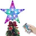Christmas Tree Topper, KBG LED 20 Light Modes Color Changing 9" Christmas Tree Topper Star Lighted, Remote Controller Multicolor LED Christmas Star USB Powered for Xmas Holiday Party Gift Dcor