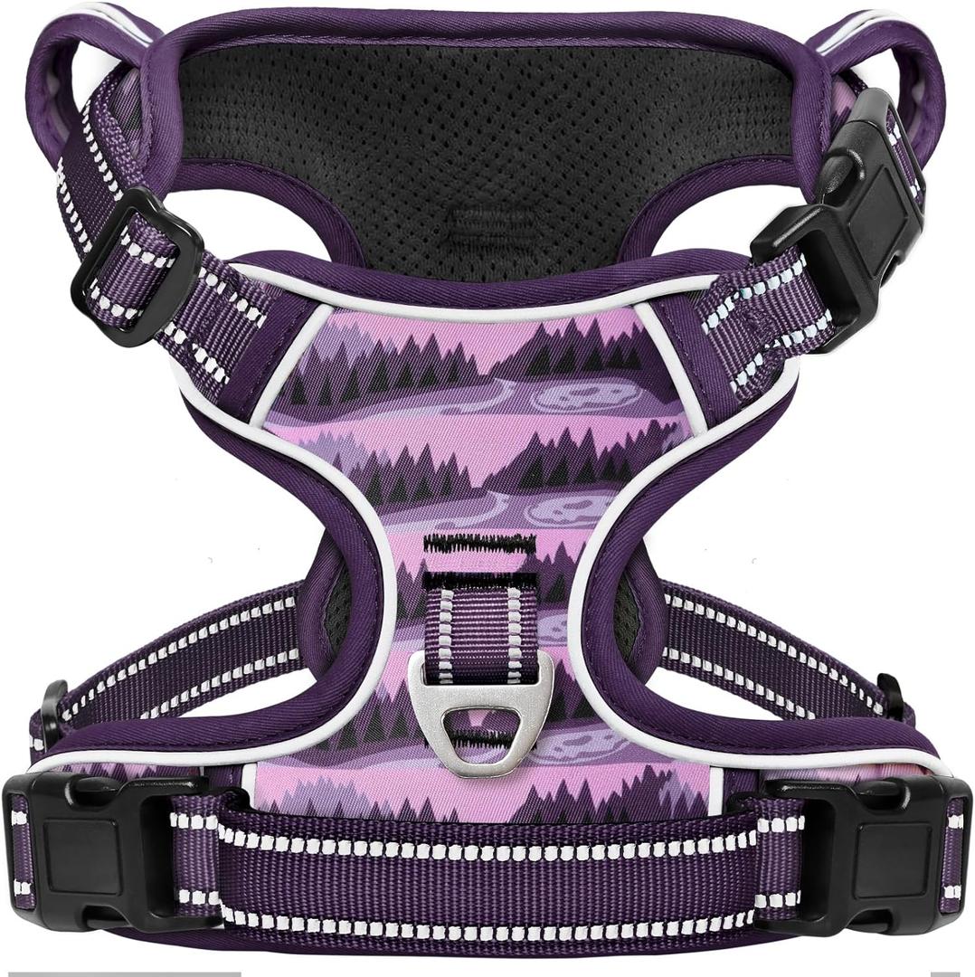 Timos Dog Harness,No-Pull Pet Harness Adjustable Soft Padded Dog Vest,Reflective No-Choke Pet Oxford Vest with Easy Control Handle for Small Dogs,Moon Night,S (Small (Pack of 1))