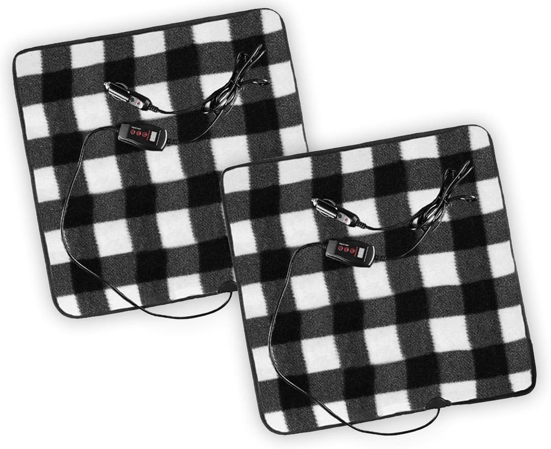 ZONETECH Black and White Plaid Warming Pad Cozy Warmth in Cold Weather,Size, Perfectly Sized for Comfort and Portability for Pets (2 PACK)