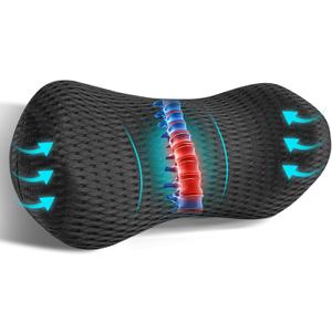 Lumbar Support Pillow for Office Chair Car Lumbar Pillow,Memory Foam Back Cushion with Breathable 3D Mesh Lumbar Support Orthopedic Backrest for Lower Back Pain Relief Ergonomic, LowerBack Support, Black