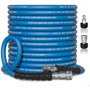 Pressure Washer Hose, 3/8" x 100FT Power Washer Hose, Kink Resistant Hot and Cold Water Flexible Washing Hose Max 248F, 4800 PSI Commercial Industrial Grade Steel Wire Braided Extension Hose