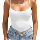 Jar of Love Women's Double Lined Spaghetti Scoop Neck Tank Tops 2025 Adjustable Cute Summer Sleeveless Tops, L, White