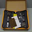 Fenice Peak 7'' Professional Dog Grooming Scissors Set Rose Gold 440C Stainless Steel Straight Thinning Curved Chunker Shears 4pcs Set for Pet Grooming Services Dogs and Cats (Combo)