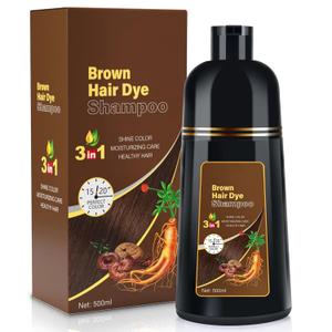 Hair Color Shampoo, Brown Hair Dye Shampoo 3 in 1 for Women&Men Herbal Ingredients Hair Dye in Minutes/Semi-Permanent/(16.9 FL OZ)