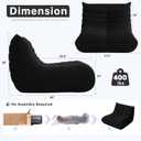WHGBJA Bean Bag Chairs for Adults, BeanBag Reading Chair Memory Foam Couch, Floor Chair Soft Teddy Material, Comfy Reading Nook Chairs for Bedroom Living Room Office (Black), Single