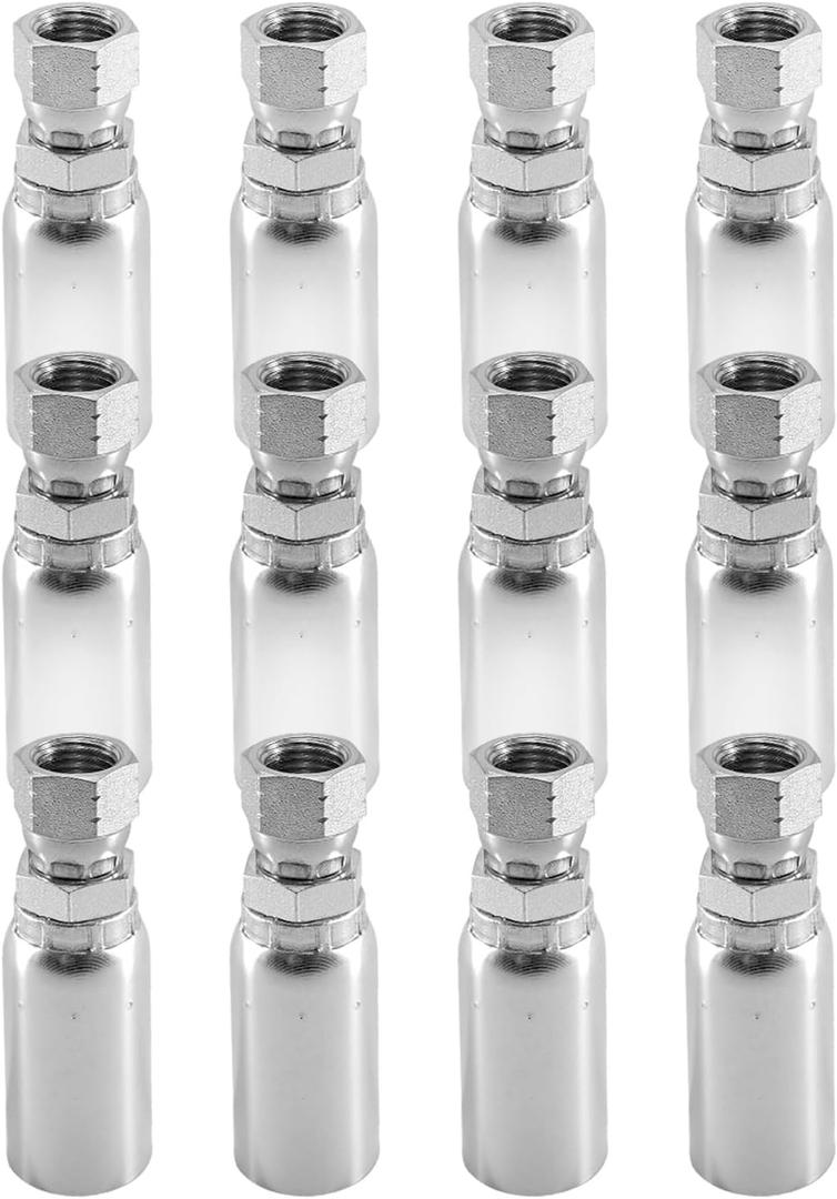 12 Pcs Hydraulic Hose End Fittings Compatible with Weatherhead U-Series Dayco or Other Adjustable Crimpers, 1/4" I.D. Hose x 1/4" JIC 37 Female, with Protection Cover