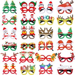 Thuodo 24Pcs Christmas Glasses Glitter Party Decorations Eyeglasses Frames, Costume Eyeglasses for Christmas Parties Holiday Favors Photo Booth Novelty Glasses Cosplay (One Size Fits All)