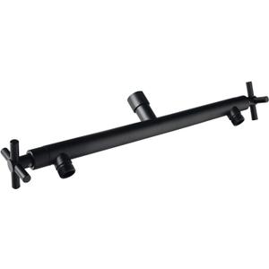 Double Outlet Manifold with Shut Off Valves for Dual Sprayer Showering System, All Brass Adapter Matte Black,STB01-L (11.8-inch)