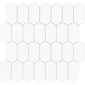 The Tiles Plaza 10Sheet Peel and Stick Backsplash, 12" x 11.5" White Long Hexagon SelfAdhesive Wall Tile, Stone Composite Stick On Decorative Mosaic Tile for Kitchen Bathroom Fireplace