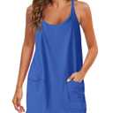 Nirovien Women's Sleeveless Athletic Romper Sporty Dress with Shorts Underneath Golf Tennis Exercise Dresses(Klein Blue,XL)
