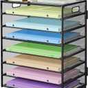8 Tier Paper Organizer with Handle, Metal Mesh Desk File Organizer, Large Capacity Desk Organizers Paper Letter Tray Desktop Document Sorter for Office, Home or School - Black