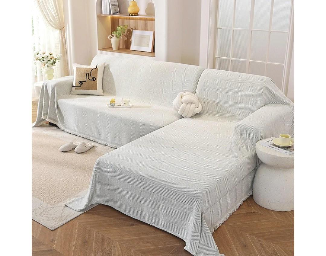 OstepDecor Sectional Couch Covers 2 Pieces, L Shaped Couch Cover Blanket, Sectional Sofa Cover Washable, Chaise Lounge Sofa Slipcovers Pet Furniture Protector for Dogs (71"x118"+71"x118", Beige )
