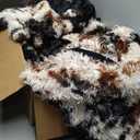 Aimuan Cow Print Duvet Cover Shaggy Fluffy Tie Dye Brown Black Velvet Bedding Set Super Soft Faux Fur Fuzzy Comforter Cover with Pillowcases (Coffee-Black, King)