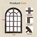 AMOISE Arched Wall Mirror with Wood Window Pane Frame, 26 x 38 Inch, Brown