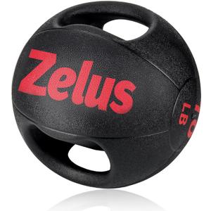 ZELUS Medicine Ball with Dual Grip| 10lbs Exercise Ball |Weight Ball with Handles| Textured Grip Exercise Ball |Strength Training| Core Workouts, 10-Pound
