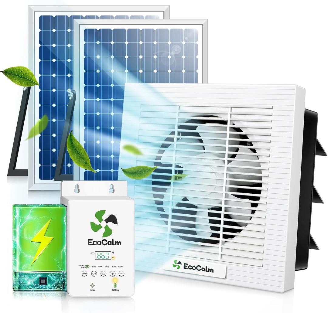 Solar Fan 10" with Smart Thermostat and Battery for Greenhouse