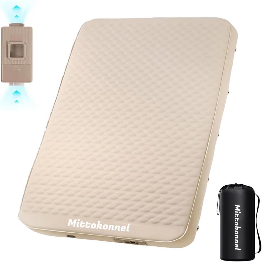 4 inch Camping Foam Mattress Queen pad Double with Electric Pump, 60 Seconds, Ultra-Compressible Compact Foam Camping pad, Insulated Sleeping pad for Tent, car, Camping, Twin