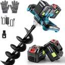 Post Hole Digger,Cordless Earth Auger,Electric Earth Auger,Includes 1twist drill bit with two batteries and one charger,With forward/reverse functionfor Post Hole Digging, Drilling,Tree PlantingPlant, 6"