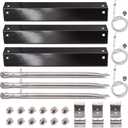 Grill Parts Kit Compatible with Chargriller 5050 3001 5650 3072 5072 3030 3008 5252 3000 Grill Replacement Parts, Flame Shields, Burner Pipes, Igniters, Burner Tube/Flare Up Shield Support Kit (Porcelain Steel Heat Plates Kit with Igniters)