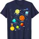 Kids Colorful Planets Solar Systems Mens Boys Space Science T-Shirt, Small